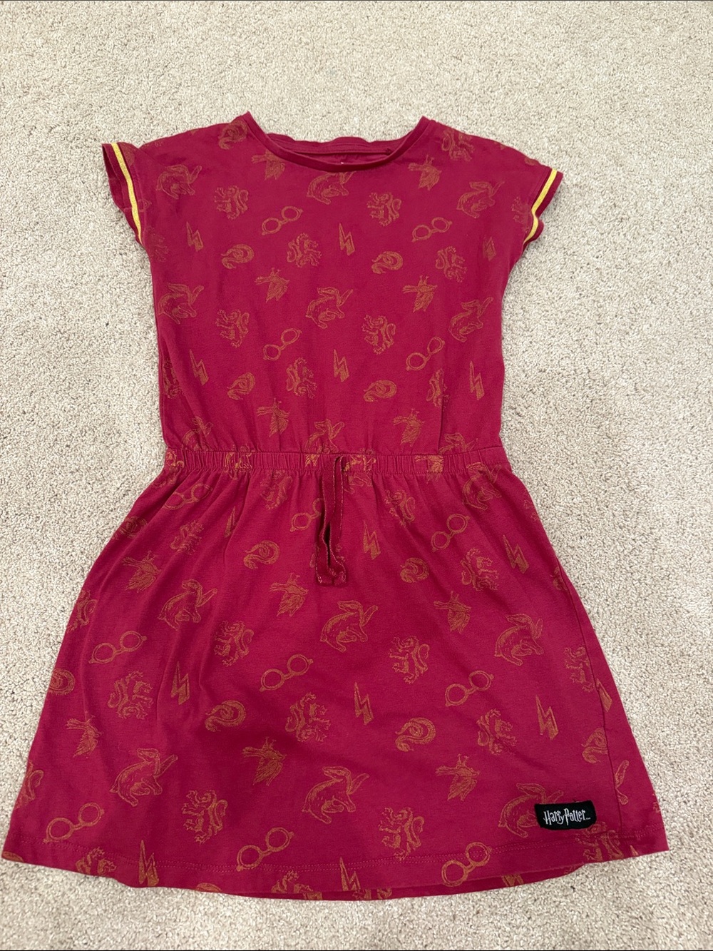 Harry Potter Girls' Maroon Casual Dress with Gold Accents